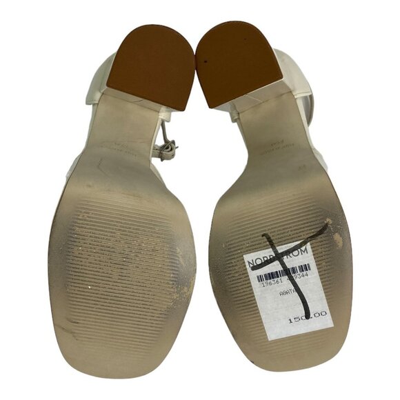 NWT Steve Madden Agata Platform Heels Bone Beige Patent Faux Leather Size 5.5 - Picture 9 of 16